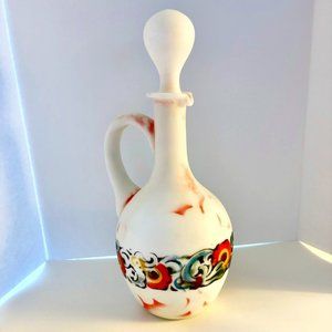 Flower Pattern White Decanter w/ stopper